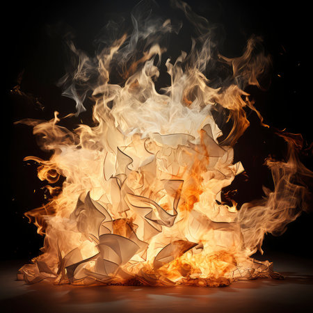 Fire flames on a black background. 3d rendering, 3d illustration.の素材