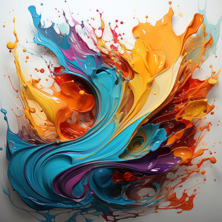 abstract background with colorful paint splashes. 3d illustration.の素材
