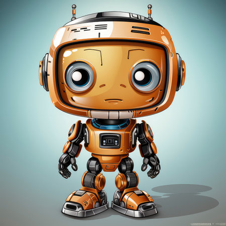 Cute Cartoon Robot. Vector Illustration. Eps 10 file.の素材
