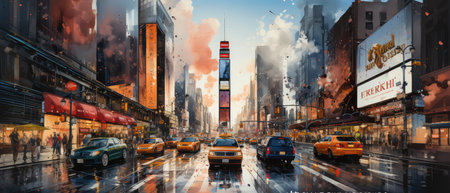 Traffic in Times Square in New York Cityの素材