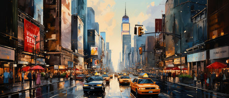 New York City street scene. Times Square is a major commercial intersection in Manhattan.の素材