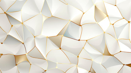 3d render, abstract geometric polygonal background with golden linesの素材