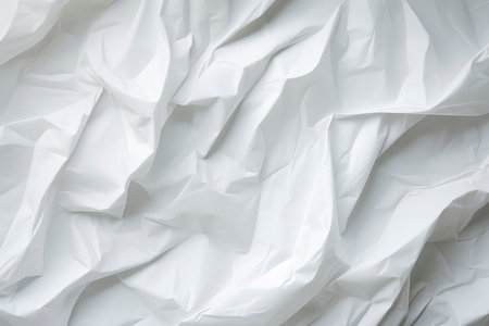 White creased crumpled paper background grunge texture backdrop.の素材