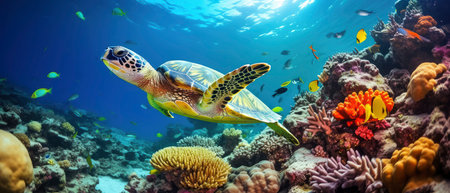 Hawaiian Green Sea Turtle (Chelonia mydas) in the Red Sea.の素材