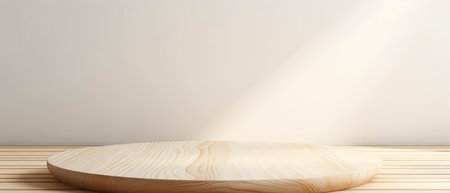 Wooden podium for product presentation. 3D rendering. Mock up.の素材