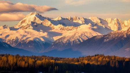 Mountains in the Alps at sunset, Switzerland. Panoramic view.の素材
