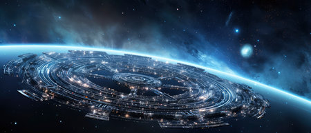 Planet Earth in space. Technology and science concept. 3D Renderingの素材