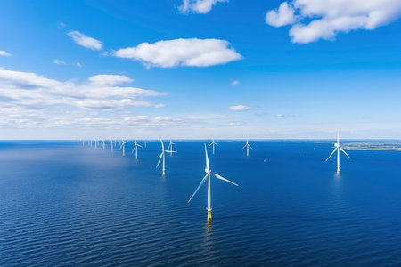 An image of windturbines in the baltic seaの素材