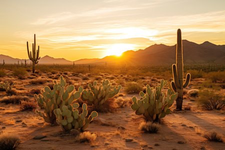 Sunset at Saguaro National Park, Tucson, Arizona, USAの素材