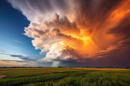 Storm over the field. Dramatic sky. Ukraine, Europe.の素材