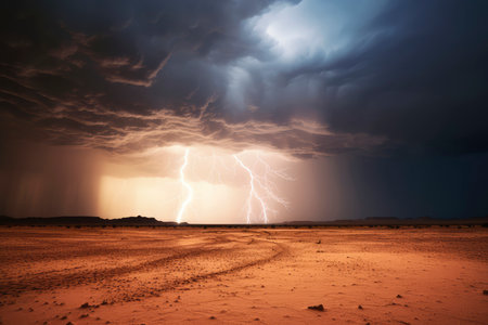 Thunderstorm over the Namib desert, Namibia, Africa.の素材
