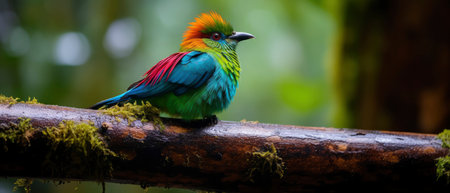 Colorful bird perched on a branch in the rainforest of Costa Ricaの素材