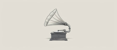 Old gramophone on a gray background. Old gramophone. Vector illustration.の素材