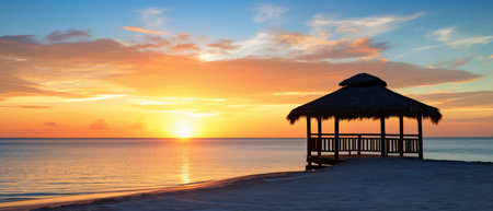 Beautiful sunset on the beach in Cayo Largo, Cubaの素材