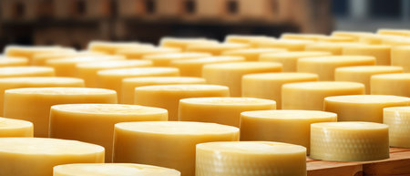 A lot of wax candles in a row. Shallow depth of field.の素材
