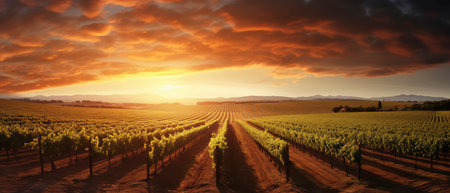 Sunset over vineyards in the Alentejo region, Portugalの素材