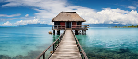 Wooden pier in the lagoon of Koh Lipe, Thailandの素材