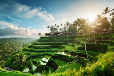 Rice terraces on Bali island, Indonesia. Travel backgroundの素材