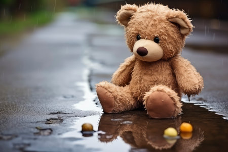 Abandoned Teddy Bear in the Rainの素材