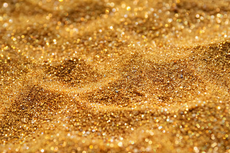 golden glitter texture abstract background for birthday, anniversary, new year eve or Christmas.の素材