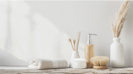 A cluttered shelf displaying a diverse assortment of objects such as books, figurines, plants, vases, frames, candles, and more. The items are arranged haphazardly, creating a busy and eclectic visual. Each item competes for attention, making the shelf appear crowded and chaotic.の素材