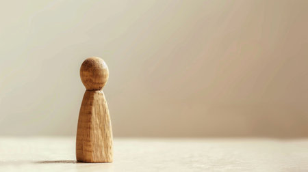 A wooden toy is positioned upright on a clean, white surface. The toy appears sturdy and well-crafted, showcasing its simplicity and elegance against the neutral background.の素材
