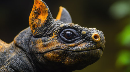 A turtle showcases its distinctive color patterns while resting on a rock in its natural habitat during daylight hours.の素材