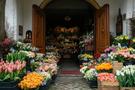 Colorful blooms at vibrant flower shop