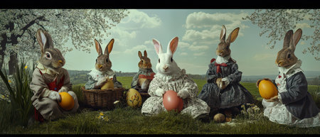 Bunnies celebrate spring with vibrant eggs