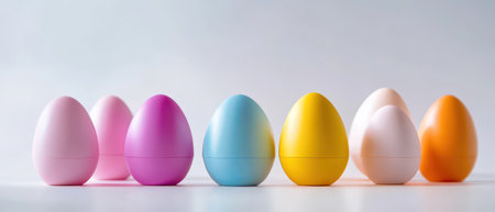 Decorative eggs on a light surfaceの写真素材