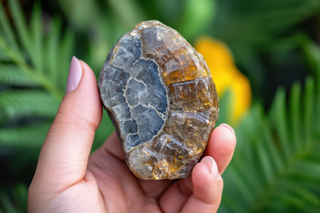 Holding a beautiful crystal with intricate detailsの写真素材