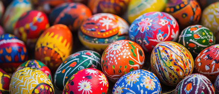 Colorful decorated eggs for celebration in spring
