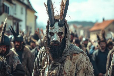 Costumed festival with masks