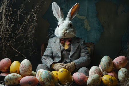 Easter fun with bunny and colored eggs!