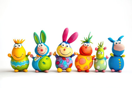 Vibrant clay figures unite for celebrationの写真素材