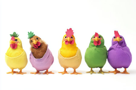 Colorful chicks in fun costumes shine