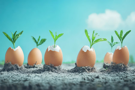 New life emerges from eggshells in creative garden