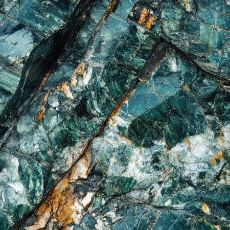 Unique green mineral formation with striking veinsの写真素材