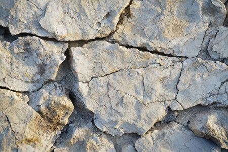 The surface displays large dry cracks indicating severe drought conditions during mid afternoon sun...
