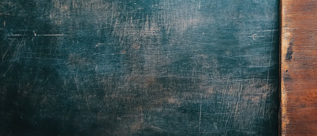 A close up view of a rustic wooden tabletop featuring a distressed dark surface that shows signs of wear and character.の素材