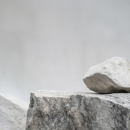 Unique arrangement of various rocks and stones against a neutral background showcasing natural textures and shapes under soft lighting.の素材