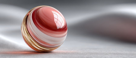 A stunning marbled orb rests gently on a silky surface showcasing soft colors and a brilliant shine. The play of light enhances its elegance.の素材