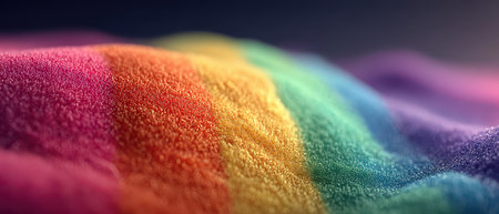 The vibrant fabric showcases smooth soft textures in rainbow colors highlighting hues of red orange yellow green blue and purple.の素材