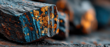 Close up view of mineral rocks showing vibrant colors and glimmering textures. This fascinating formation showcases natures artistry in detail.の素材