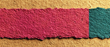 This composition features vibrant pieces of textured paper arranged in an artistic manner with contrasting colors and edges.の素材