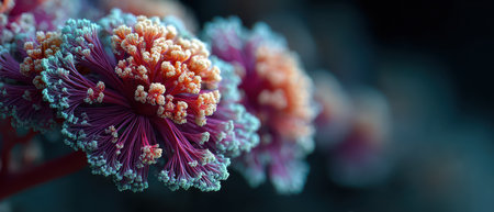 Vibrant coral formations in stunning hues host a variety of marine life showing the rich biodiversity of the ocean ecosystem.の素材