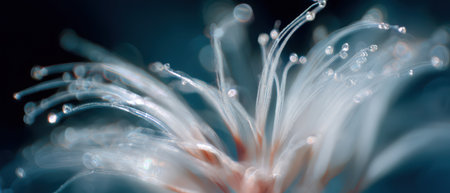 Delicate tendrils glisten with dewdrops showcasing a magical blend of natures artistry during the Christmas season inviting wonder and joy.の素材