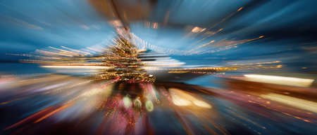 A vibrant scene unfolds on a ship adorned with festive lights and decorations for New Year. The atmosphere is filled with joy and excitement.の素材