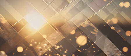 Light filters through intricate geometric designs during golden hour creating a warm atmosphere that welcomes the festive New Year.の素材