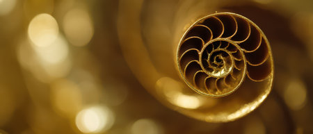 Delicate golden spirals twist beautifully reflecting soft lights in a minimalist setting creating a warm Christmas ambiance for the New Year.の素材